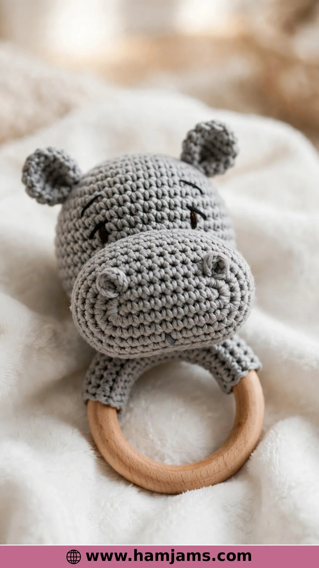 A Hippo Teething Ring for Little Hands