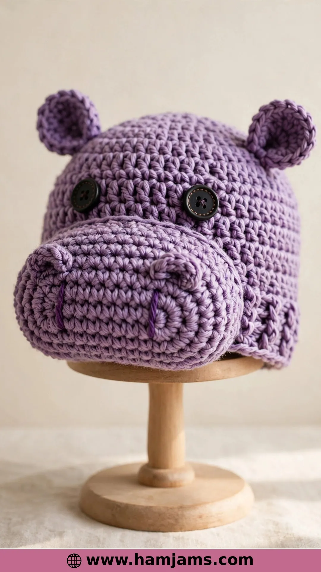 A Hippo Hat in Four Sizes, Baby to Adult