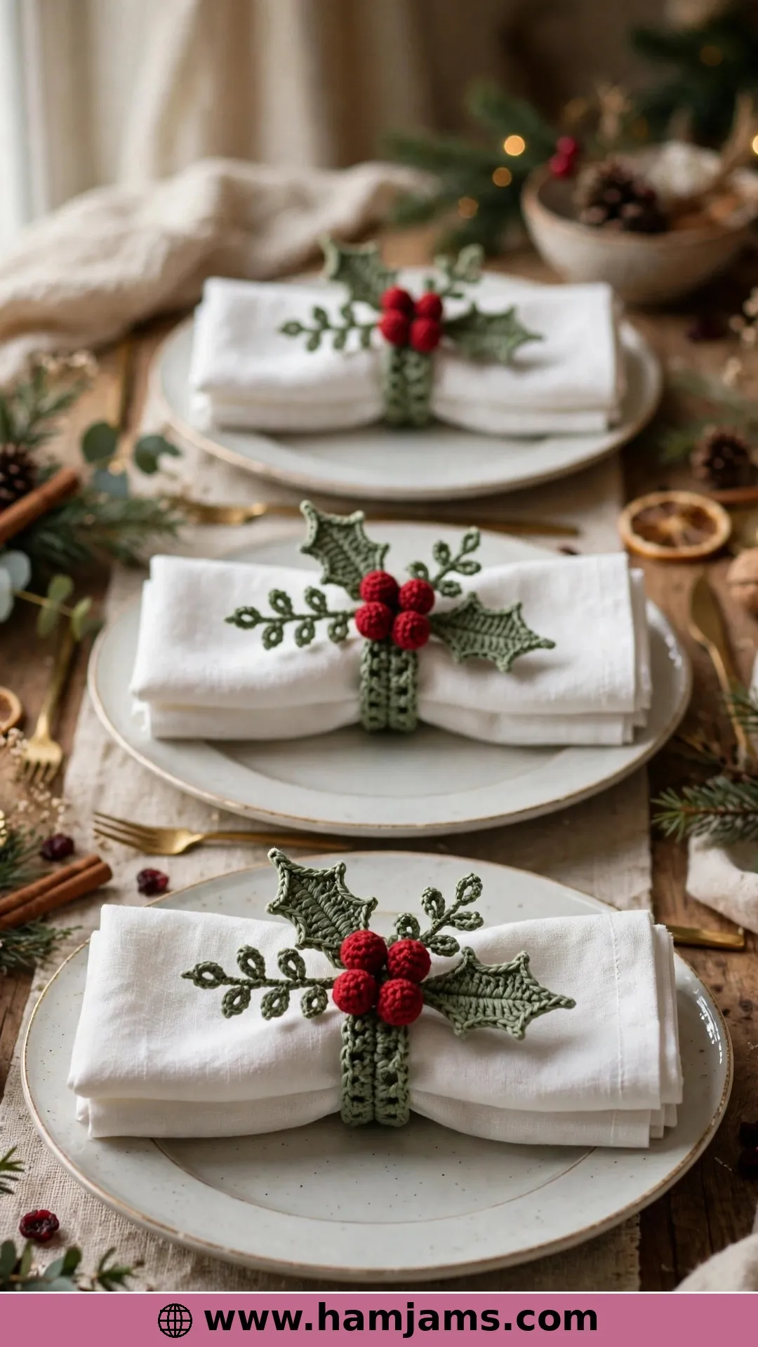 Napkin Rings With Bobble Berries