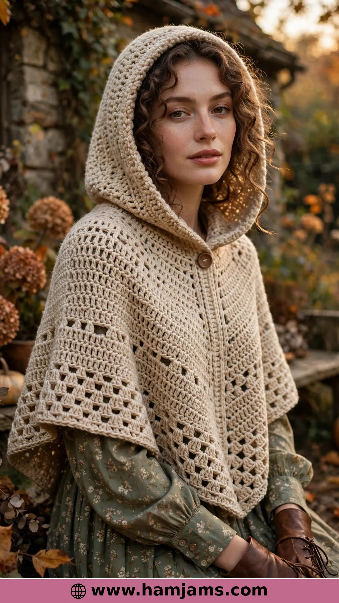 The Top-Down Poncho With a Hood and One Button