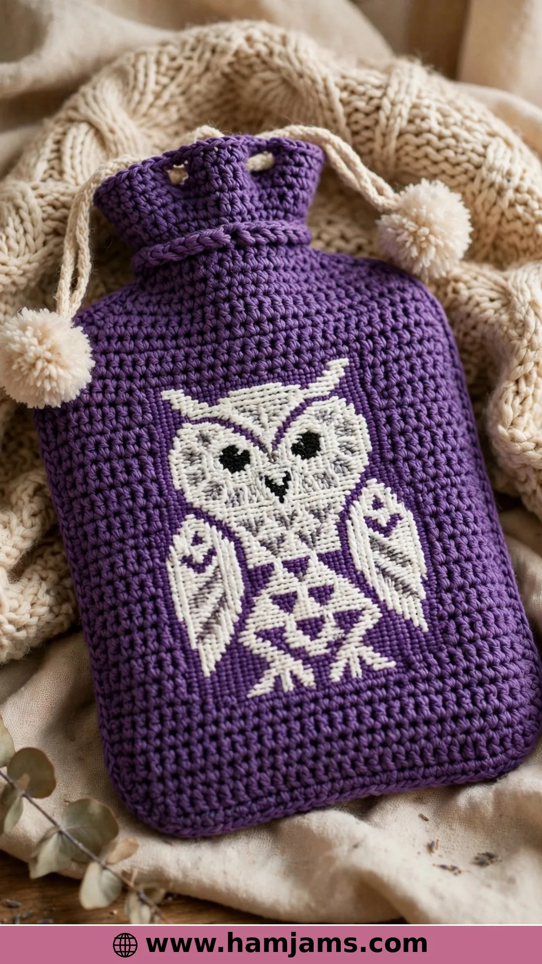 A Wise Owl with Pom-Pom Ties