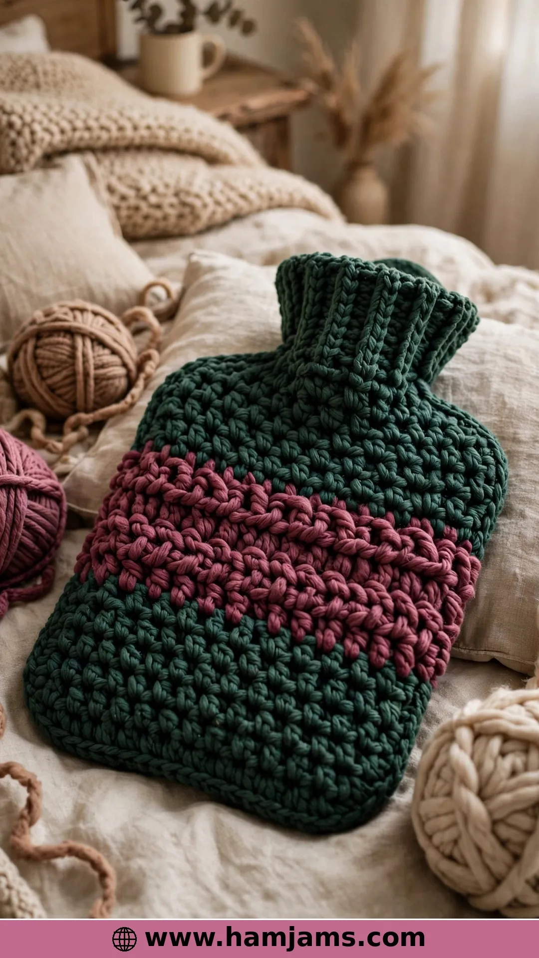 Trinity Stitch in Forest Green and Berry