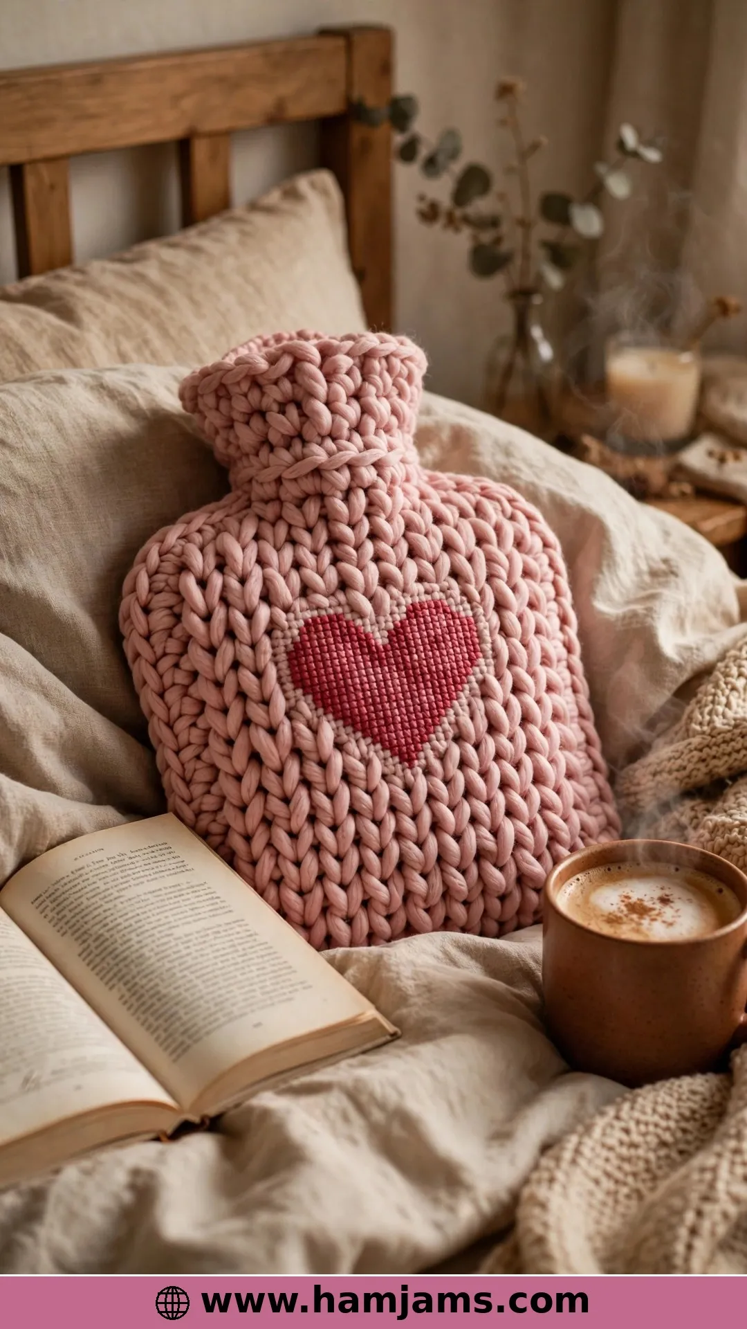 A Cross-Stitched Heart in Super Chunky Pink