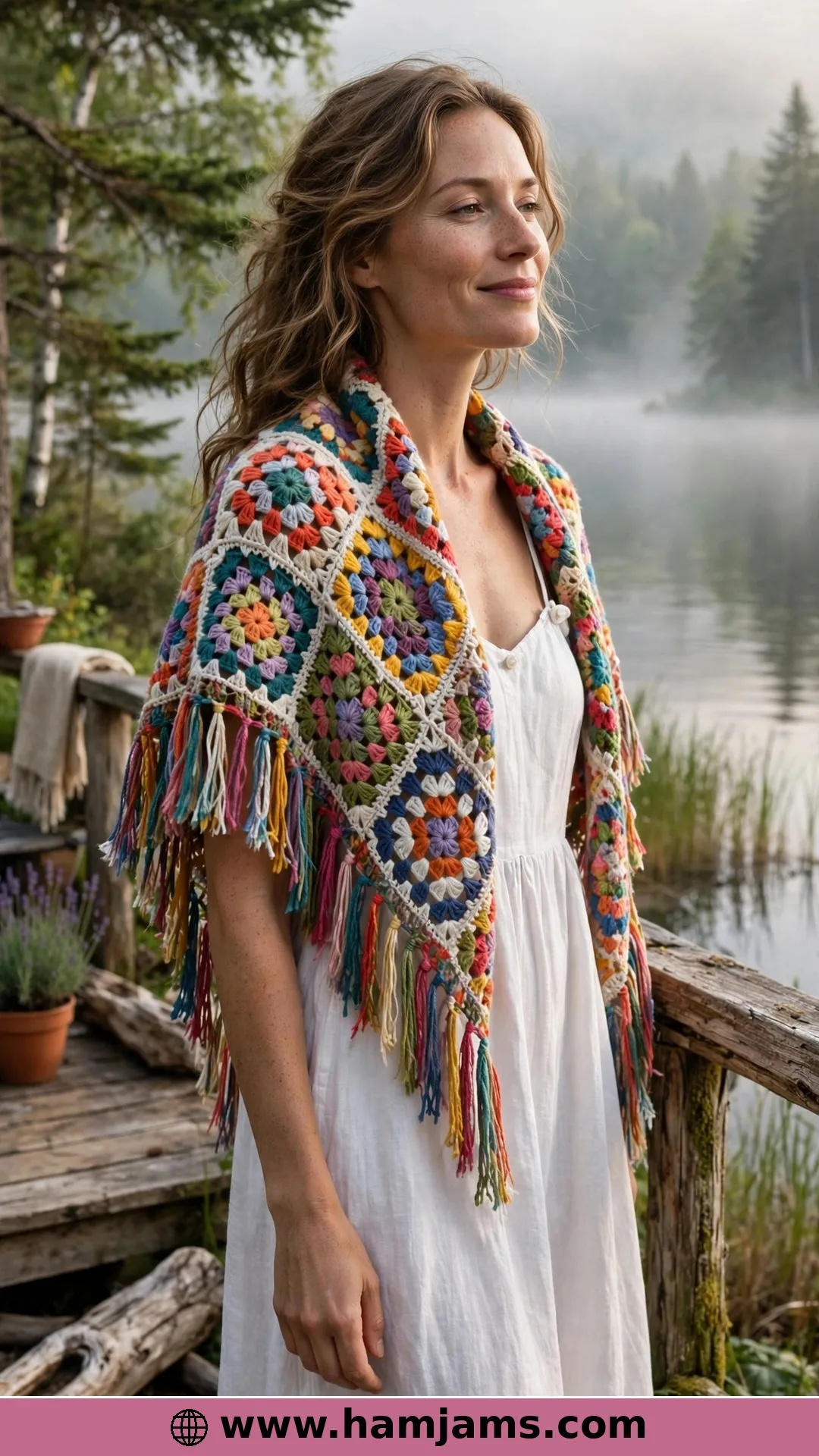 The Lake House Granny Shawl with the Long Fringe