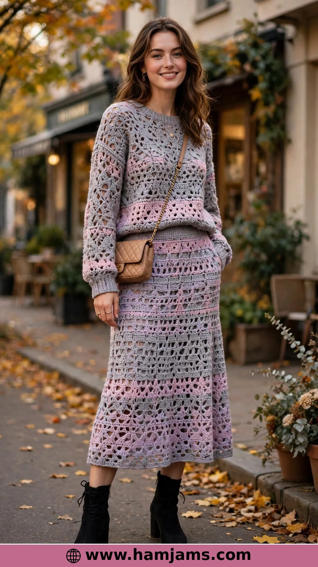 A Soft Lilac Pullover and Skirt Suit