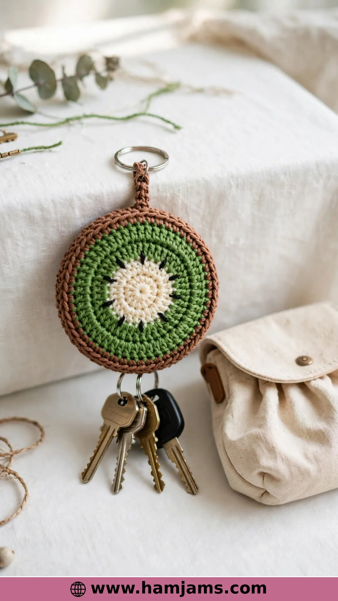 A Kiwi Slice Keychain