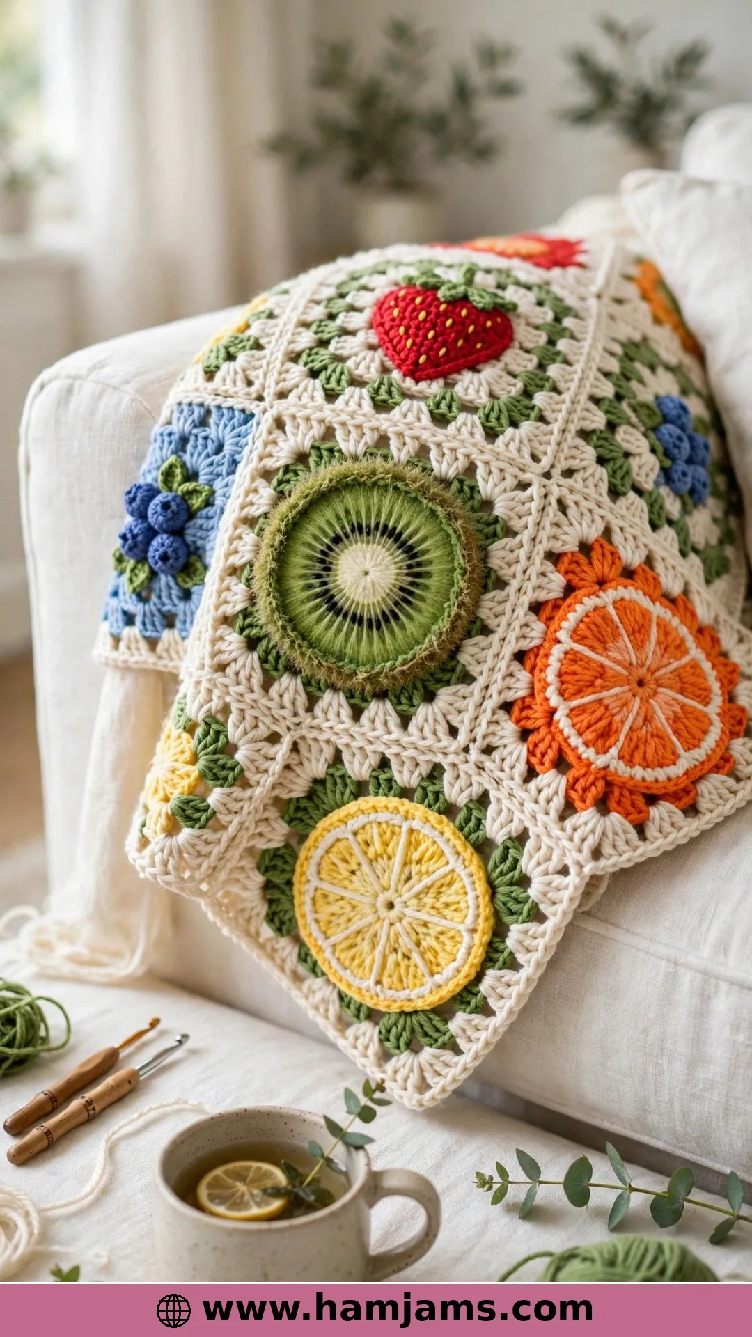 A Kiwi Square From the Tutti Frutti Blanket