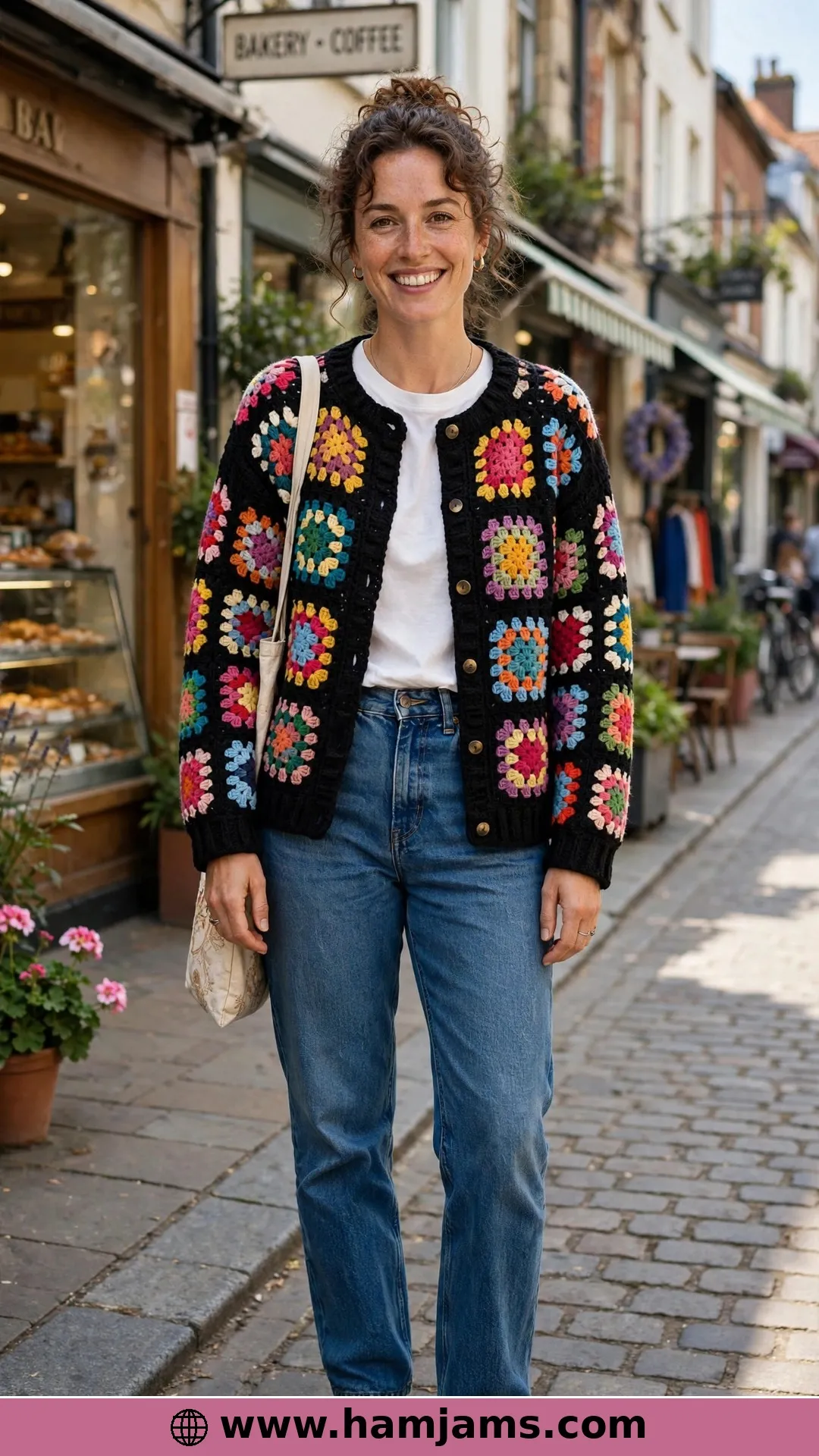 The Granny Square Jacket with the Bold Black Base