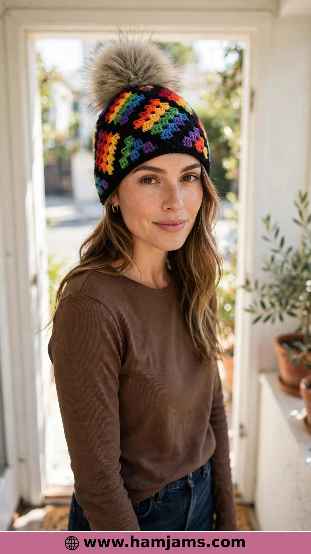 The Mosaic Beanie with the Graphic Diamonds