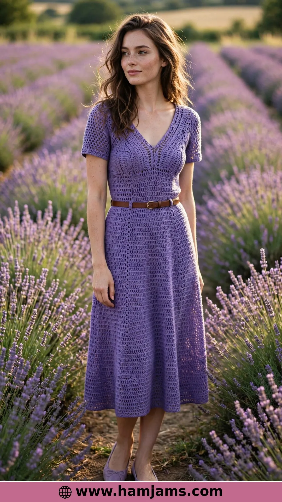The Dress With Flare in Violet V-Stitch