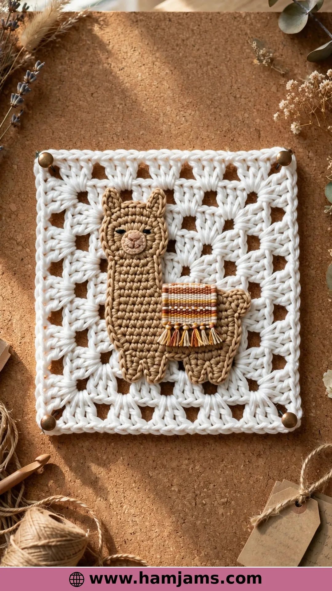 The Appliqué Llama on a Granny Square