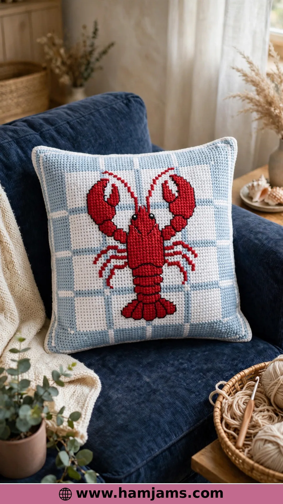 A Lobster Graph Pillow for the Sofa