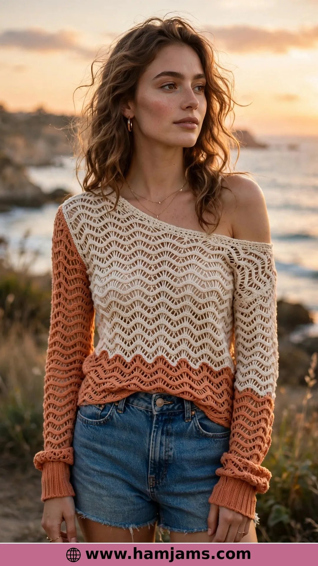 Two-Tone Waves and an Off-Shoulder Neckline