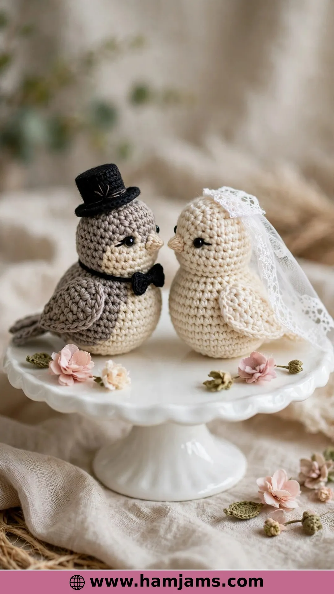 A Bride and Groom Pair of Love Birds