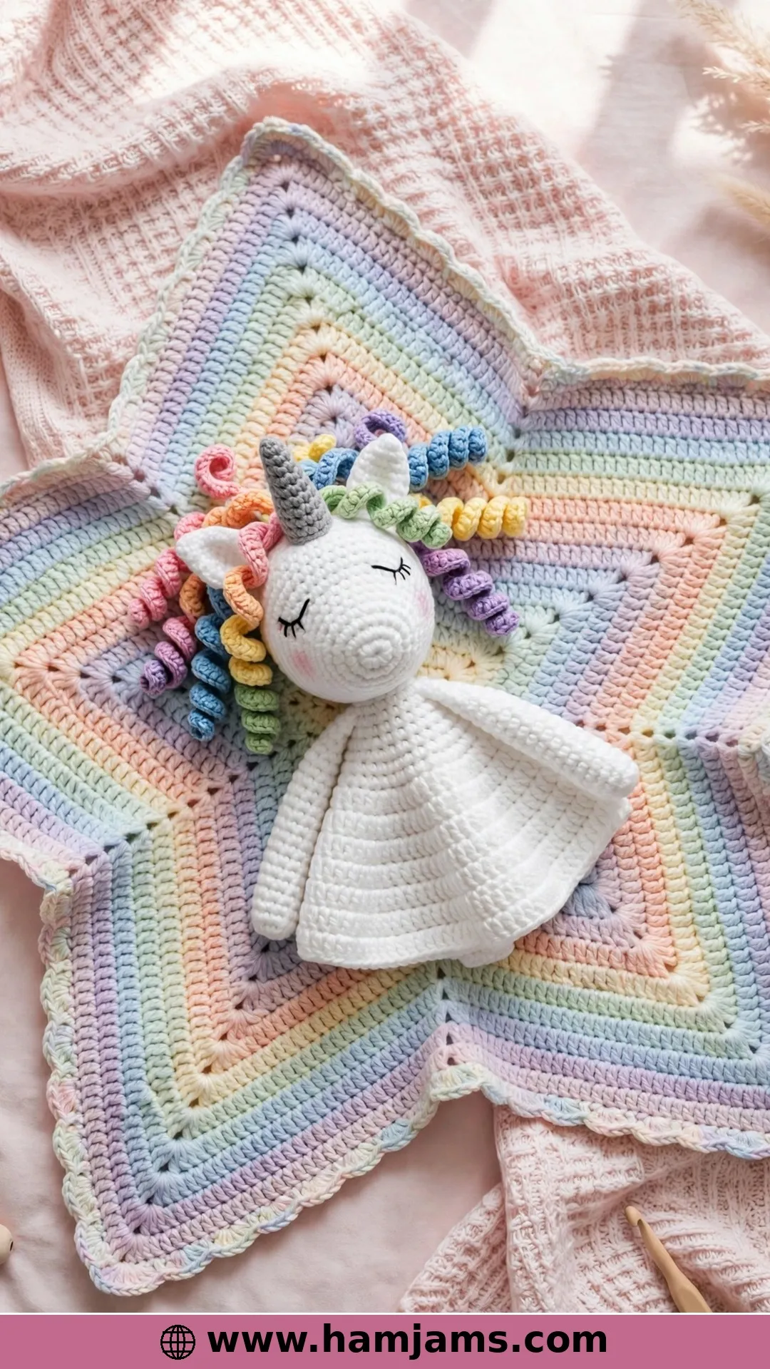 A Rainbow-Maned Unicorn on a Star Blanket