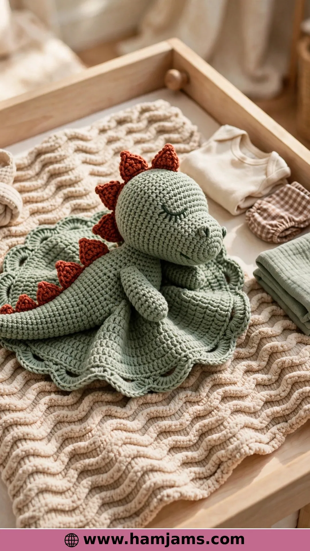 A Wavy Dino Blanket in Squishy Chenille