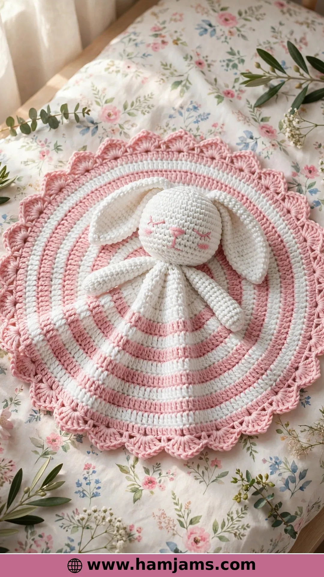 A Classic Bunny on a Shell-Edged Blanket