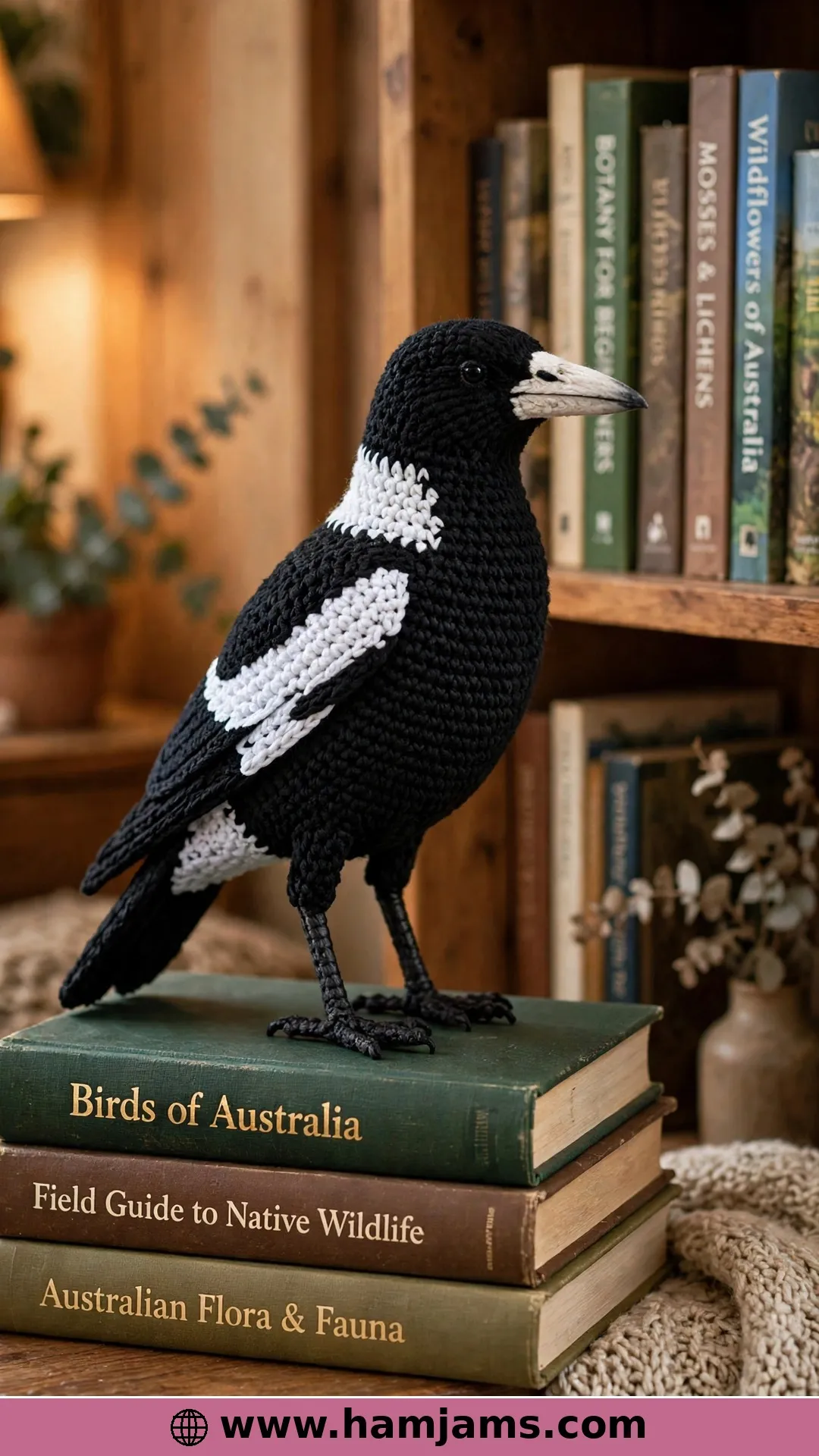 Australian Magpie in Tapestry Crochet