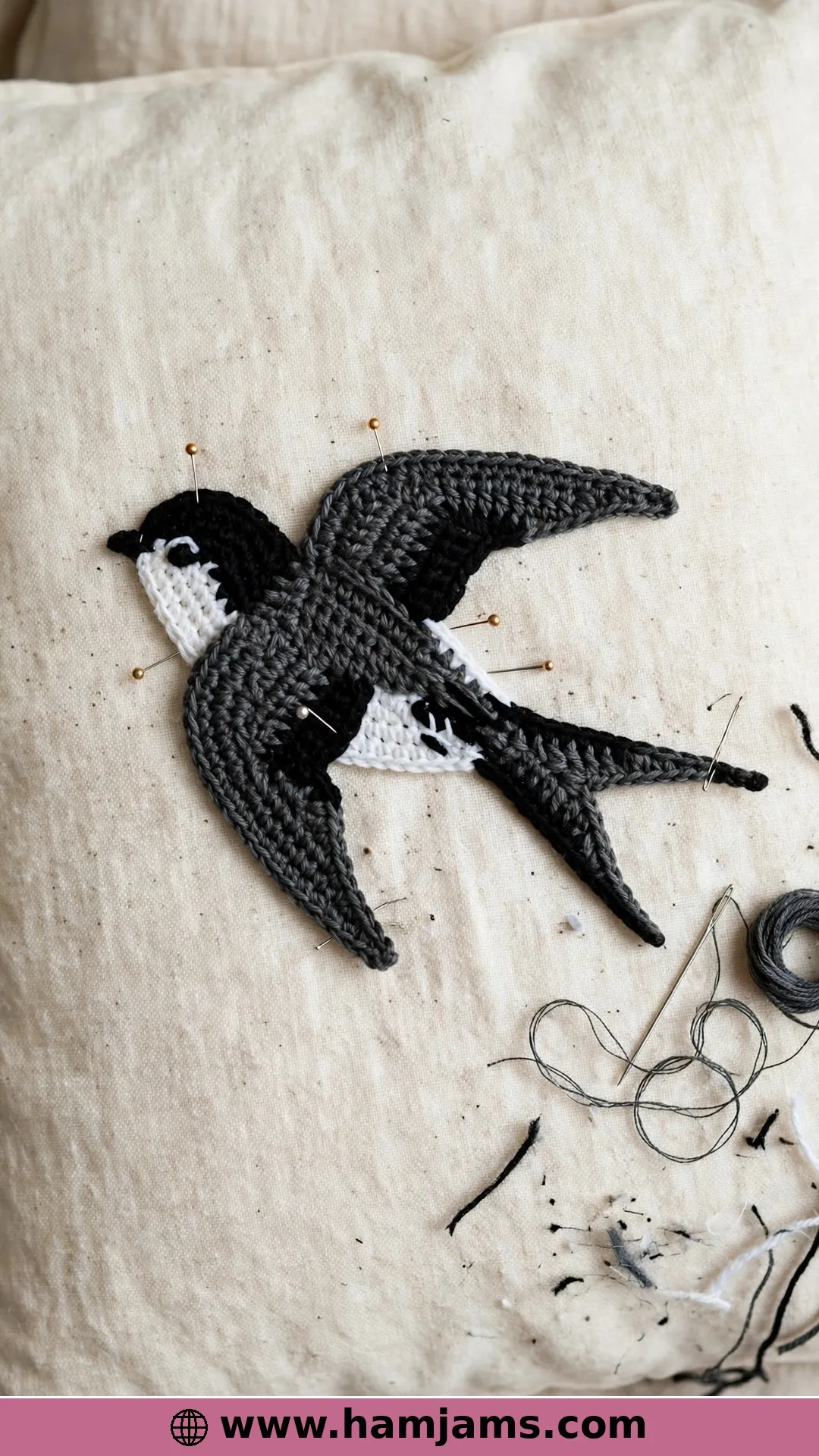 Swallow Applique in Magpie Colours