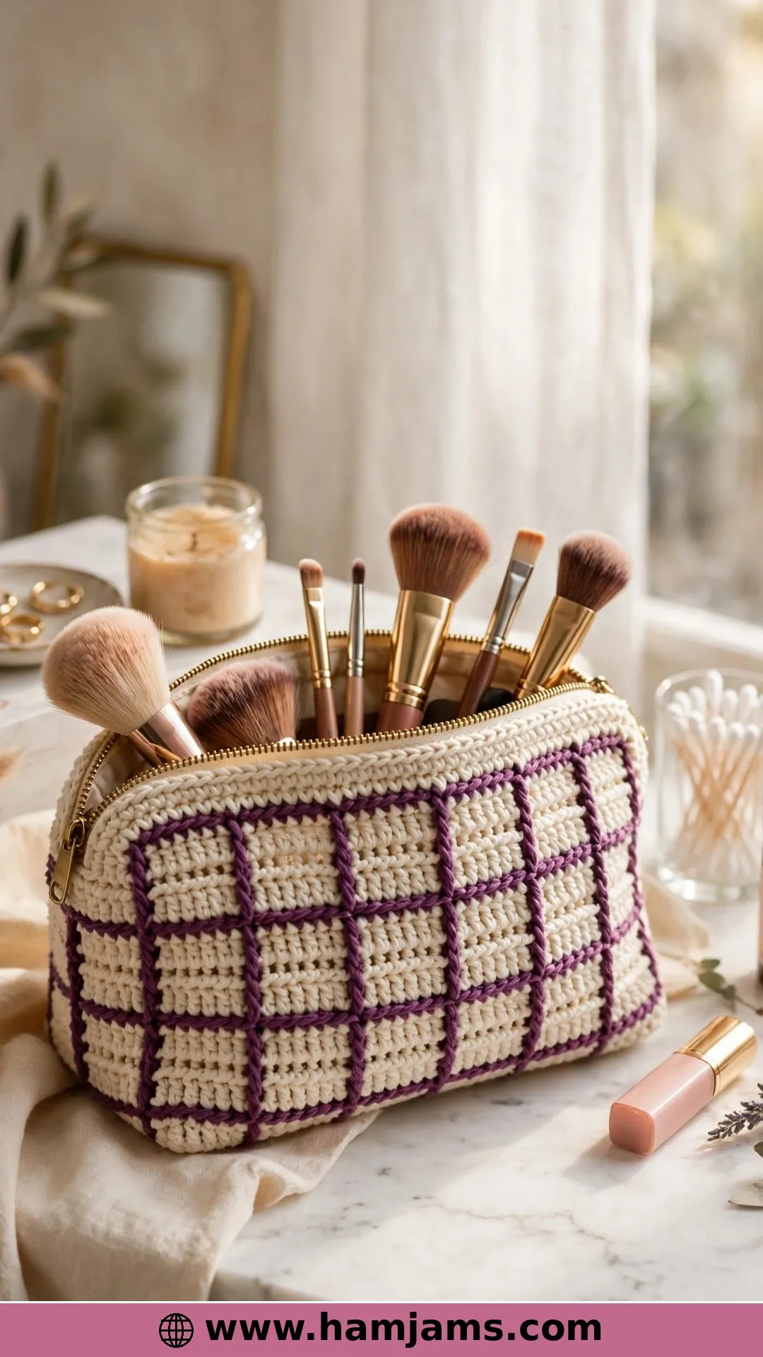 Mosaic Windowpanes in Cream and Mulberry