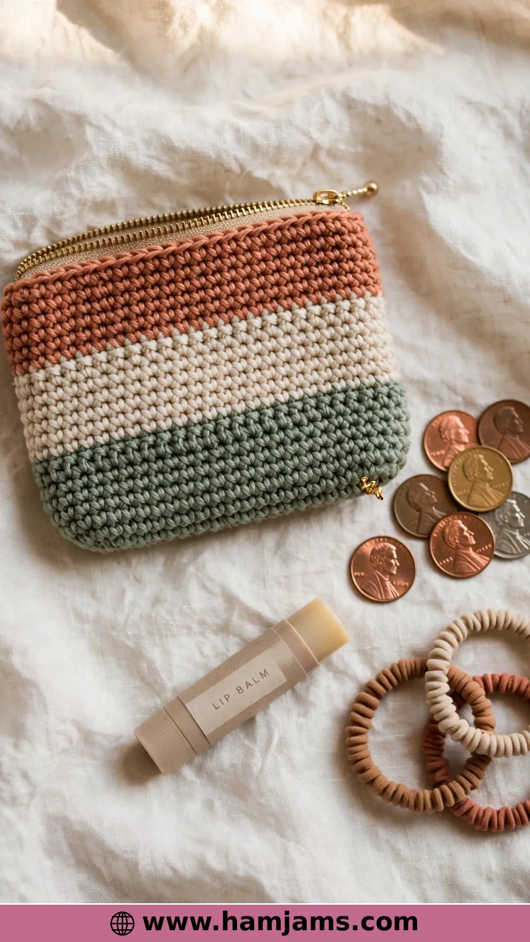 A Mini Zippered Purse for Lip Balm and Coins