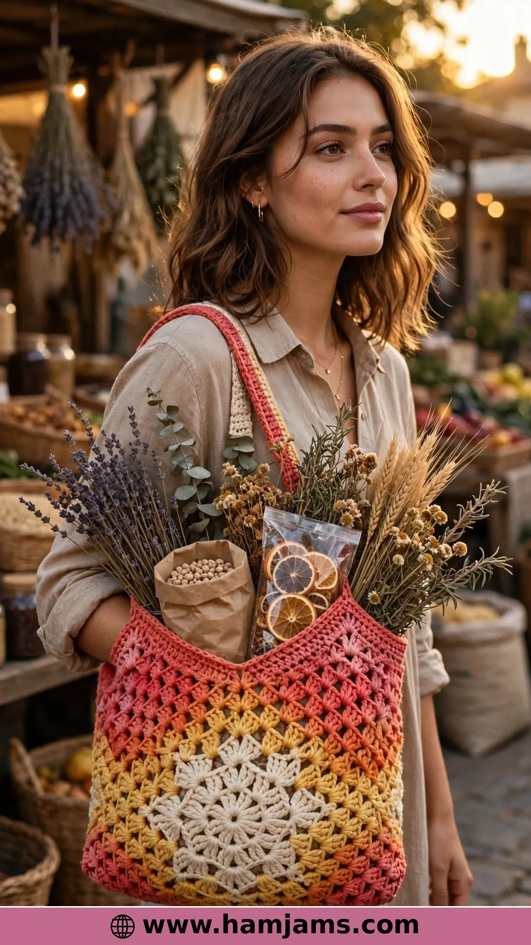 A Star-Bottom Shopper in Self-Striping Colour