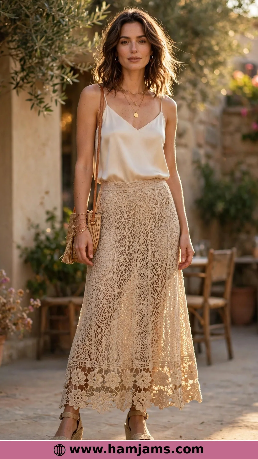 A Flower-Lace Hem in Silky Bamboo