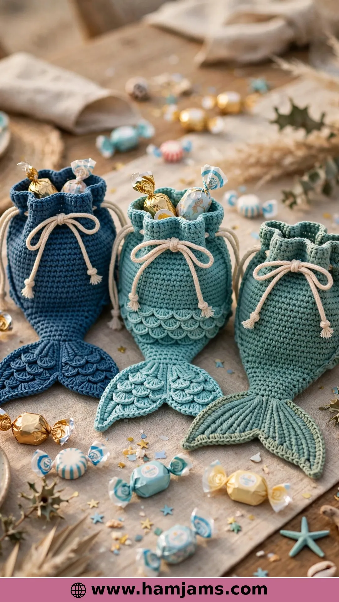 Drawstring Treat Bags With Scaly Trim