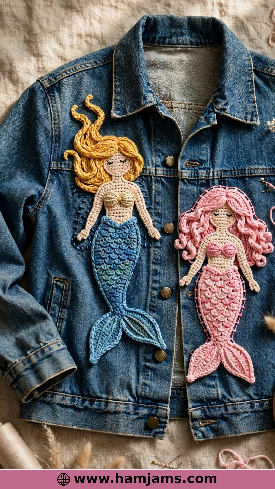 A Flat Mermaid Appliqué in Three Sizes
