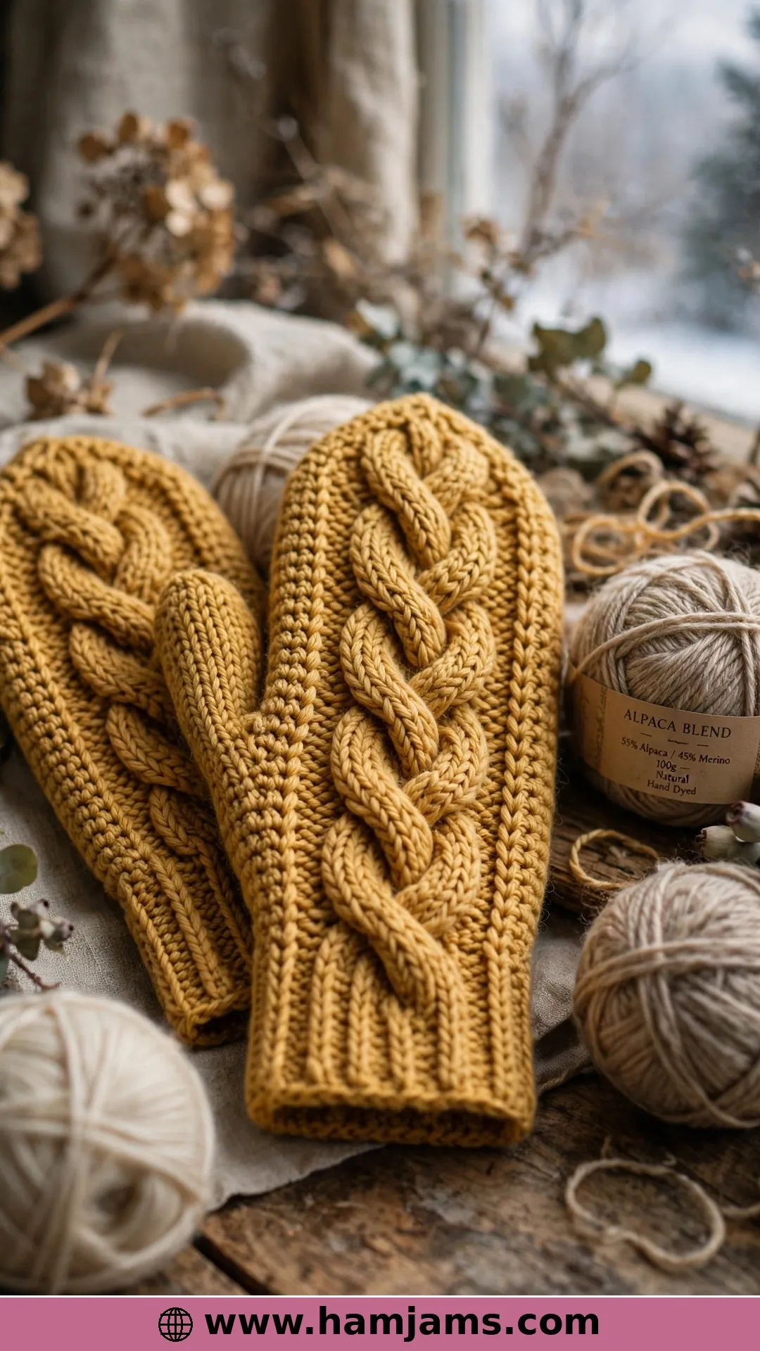 Cable Twist Mittens With a Real Knit-Look Braid