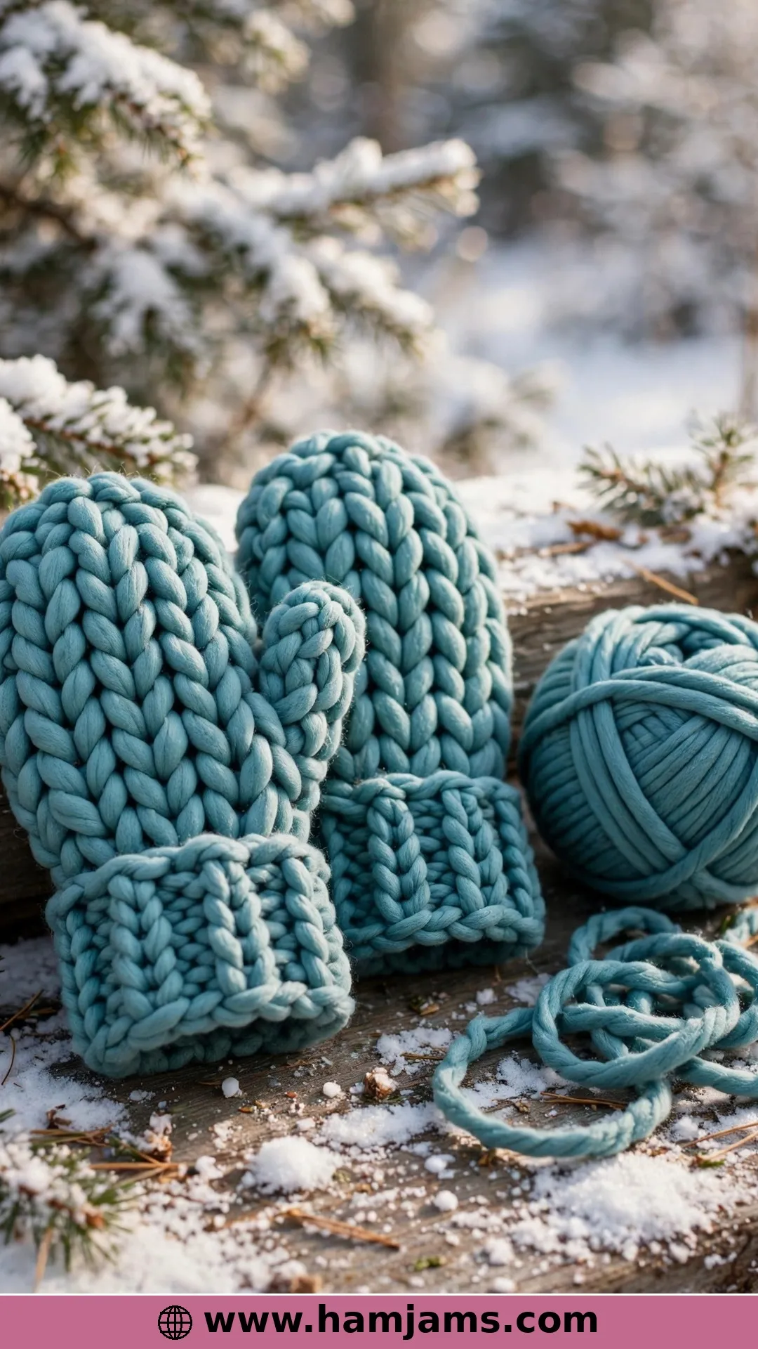 Norse Mittens in Teal Super Bulky, Top-Down and Identical