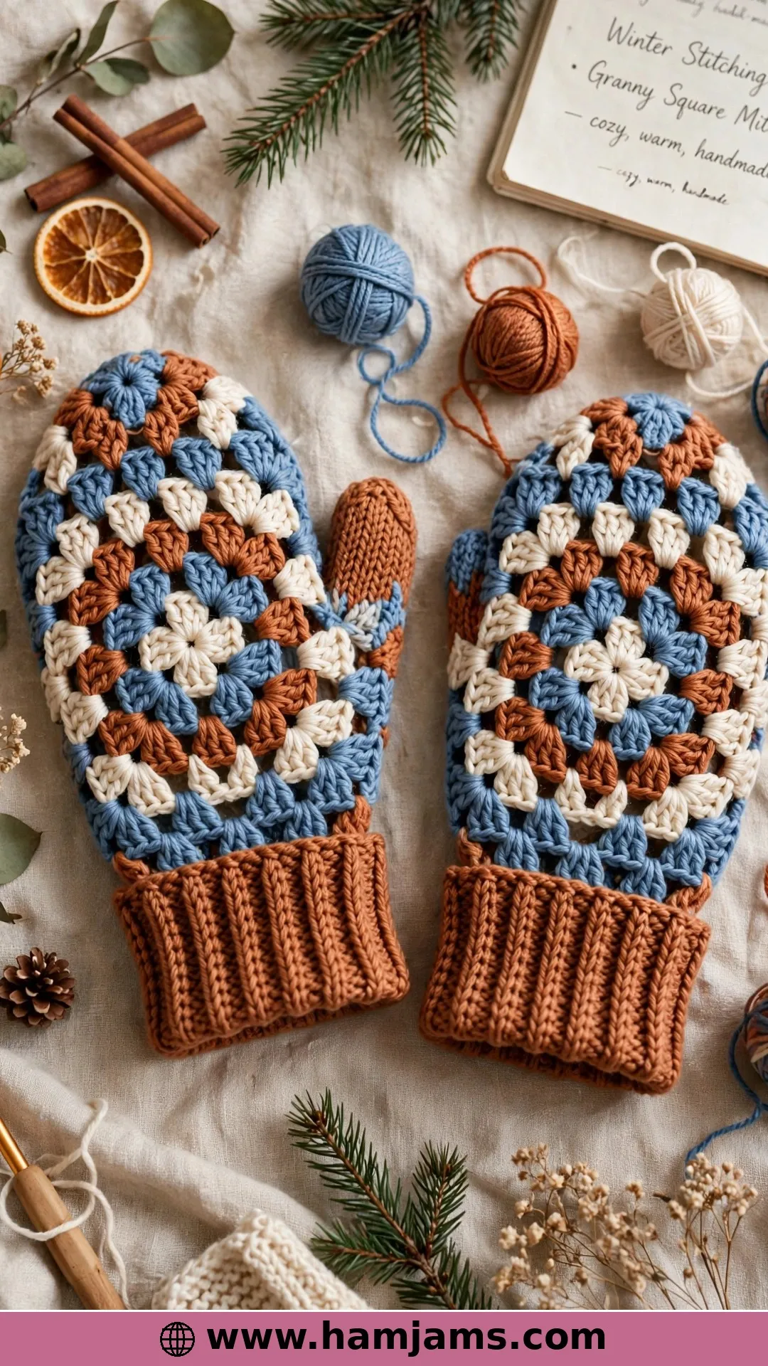 Granny Square Mittens From Four Simple Squares