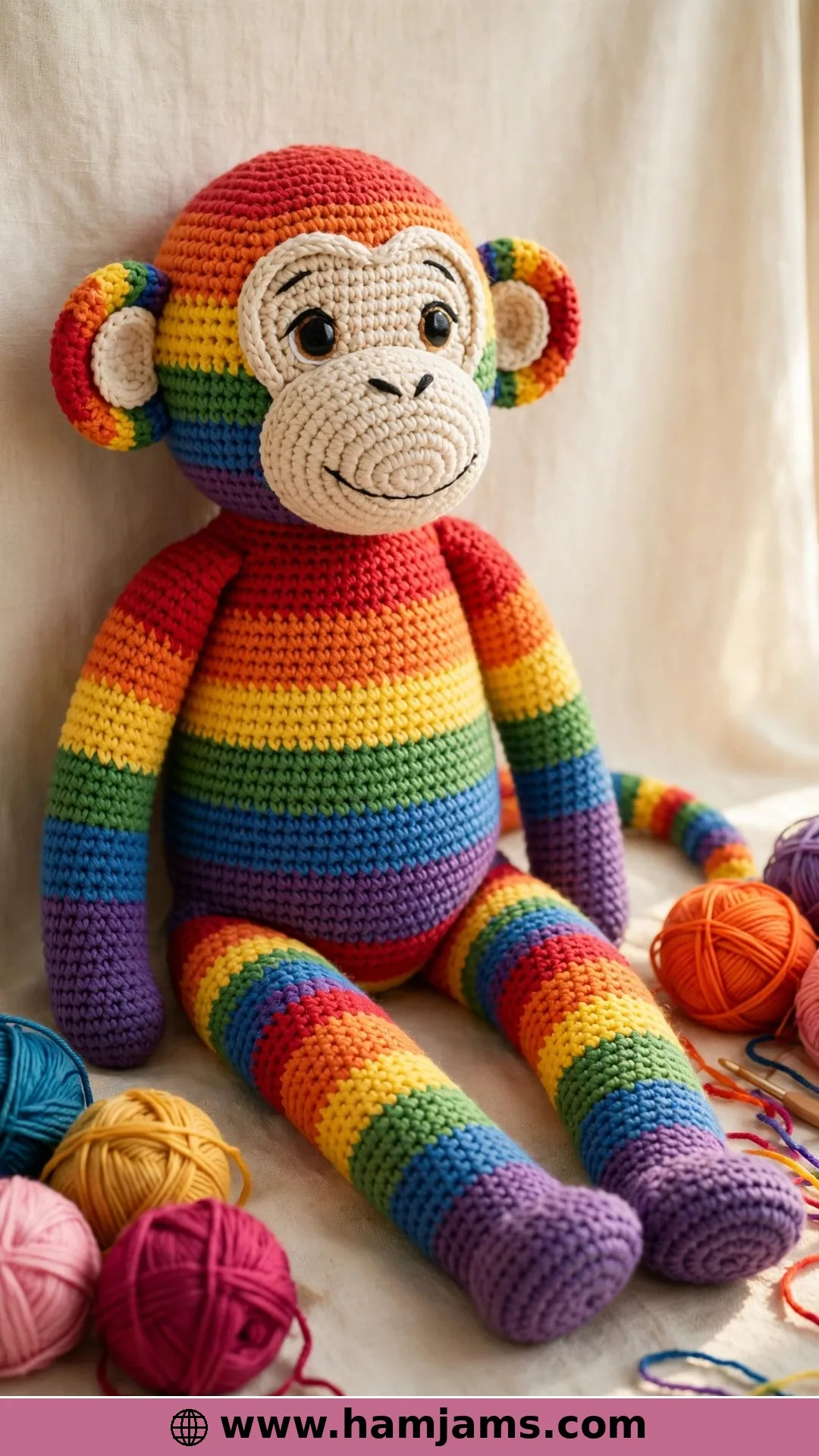 A Big Rainbow-Striped Monkey You Make Almost in One Piece