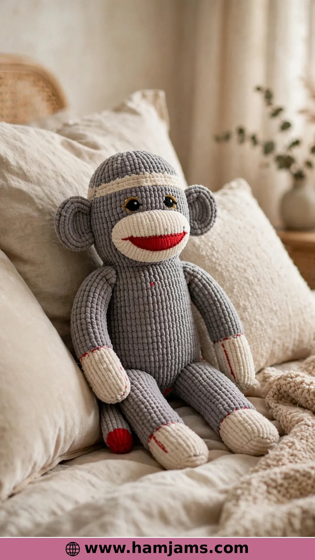 A Plush Chenille Sock Monkey With Barely Any Sewing
