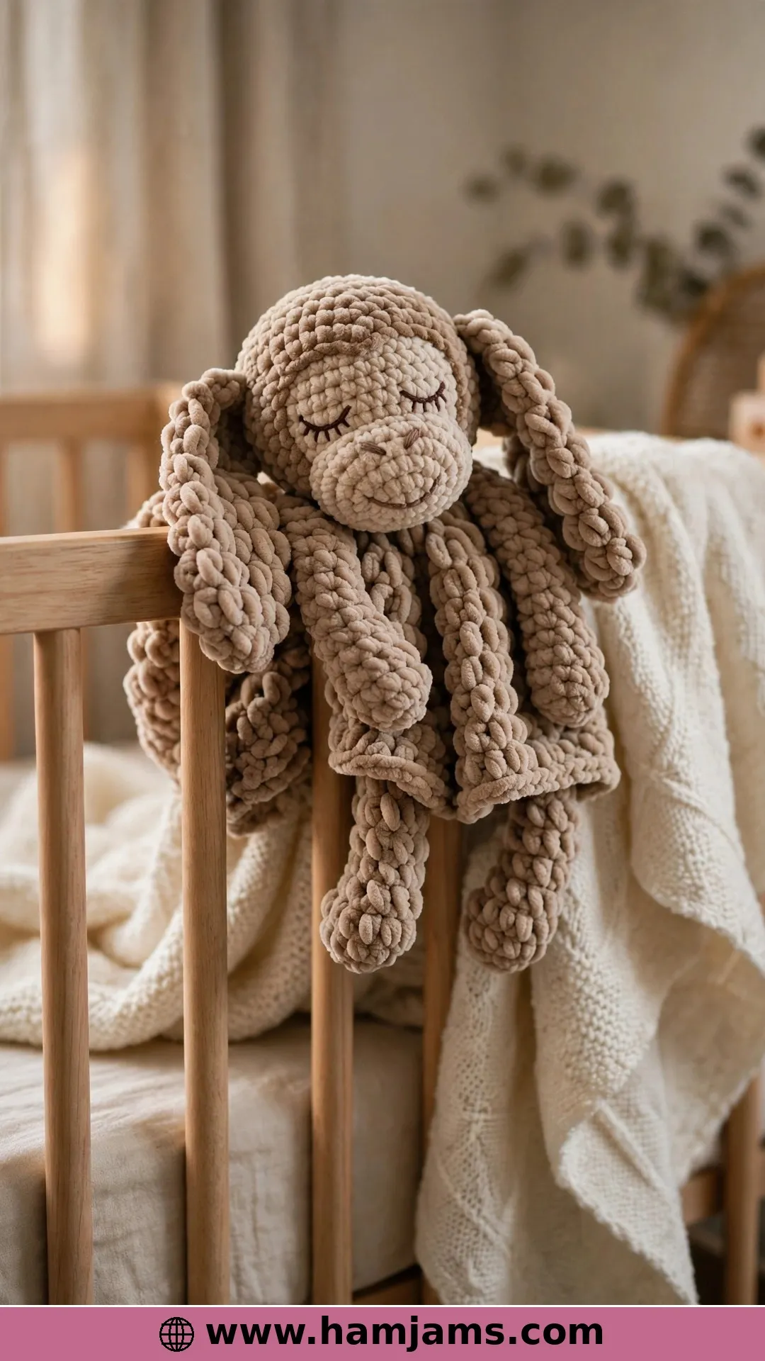 A Floppy Monkey Snuggler in Squishy Blanket Yarn
