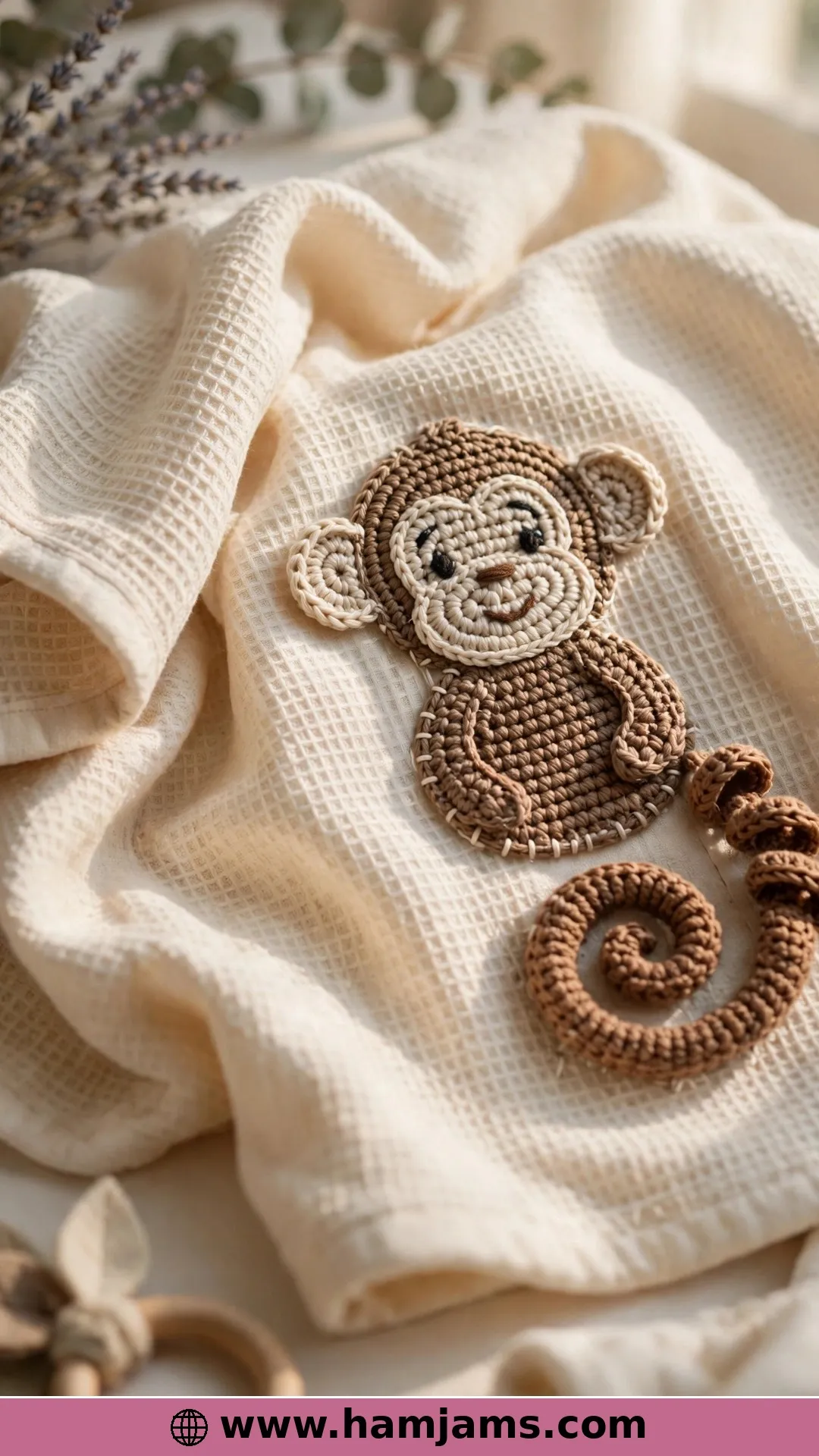 A Flat Monkey Appliqué for Blankets, Bunting and Cards