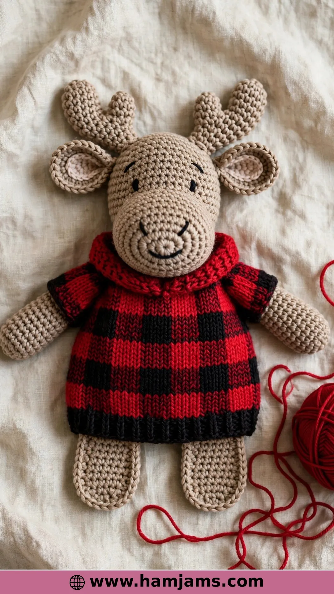 A Ragdoll Moose in a Buffalo Plaid Sweater