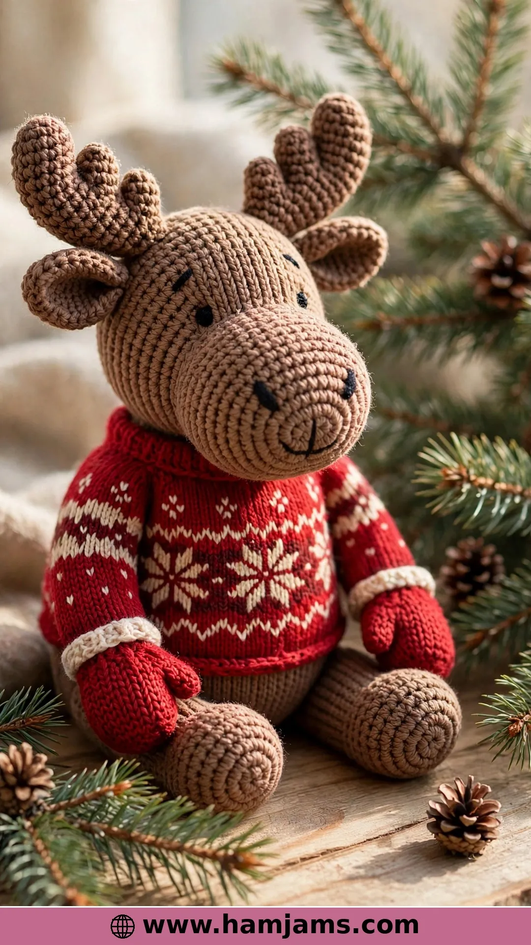 A Christmas Moose in Plush Yarn