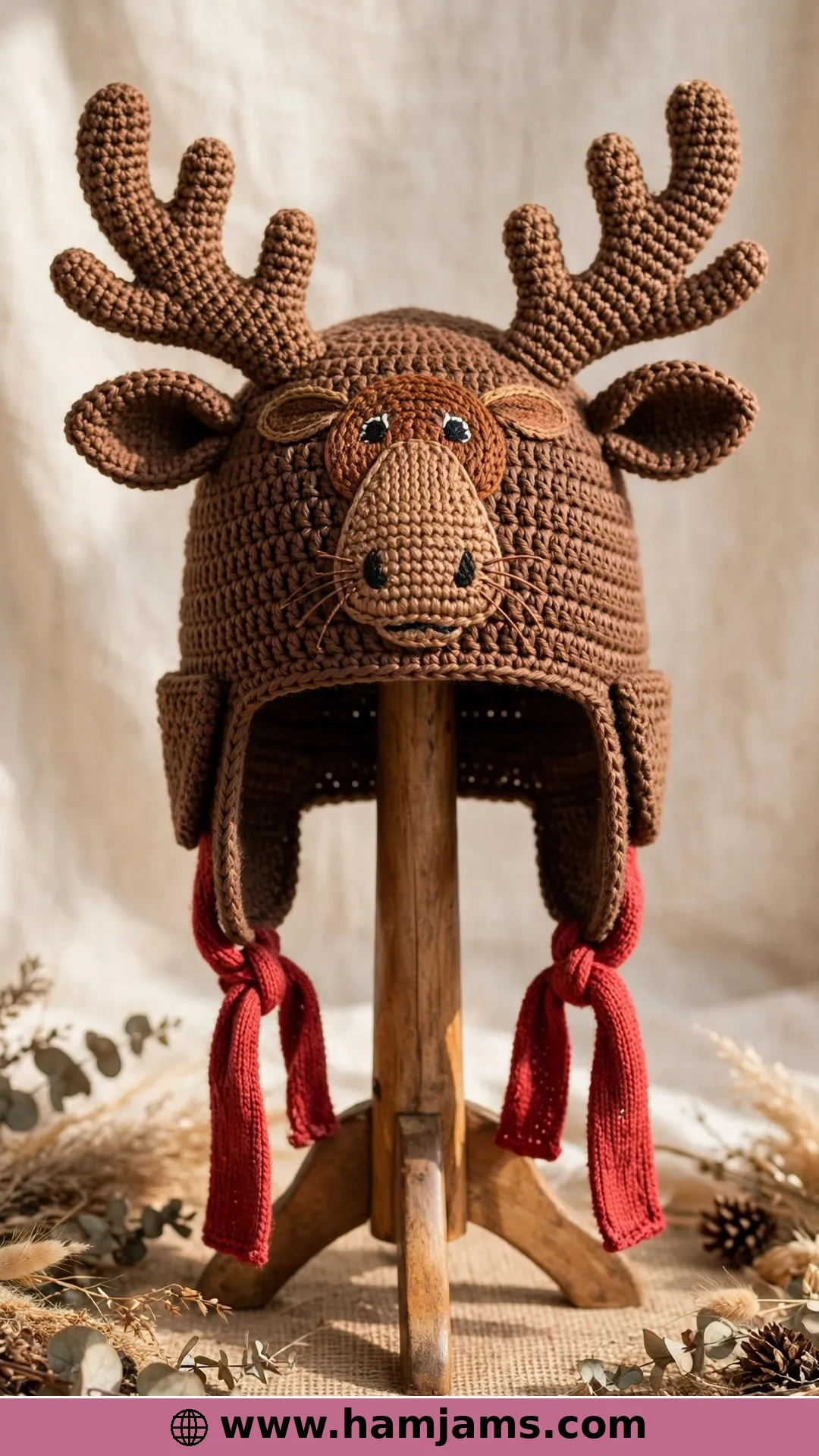The Earflap Moose Hat With Scarf Ties