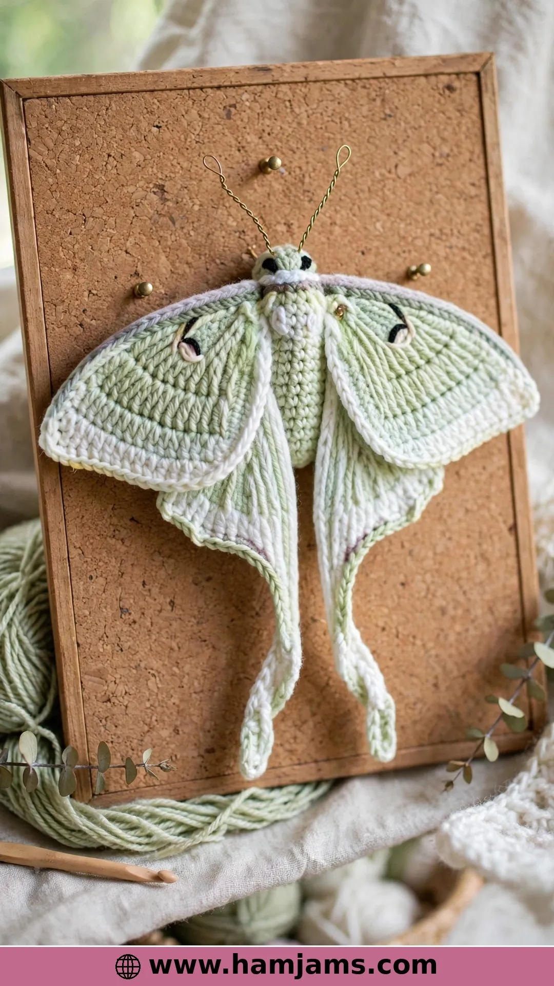 Luna Moth Plush With Wire Antennae