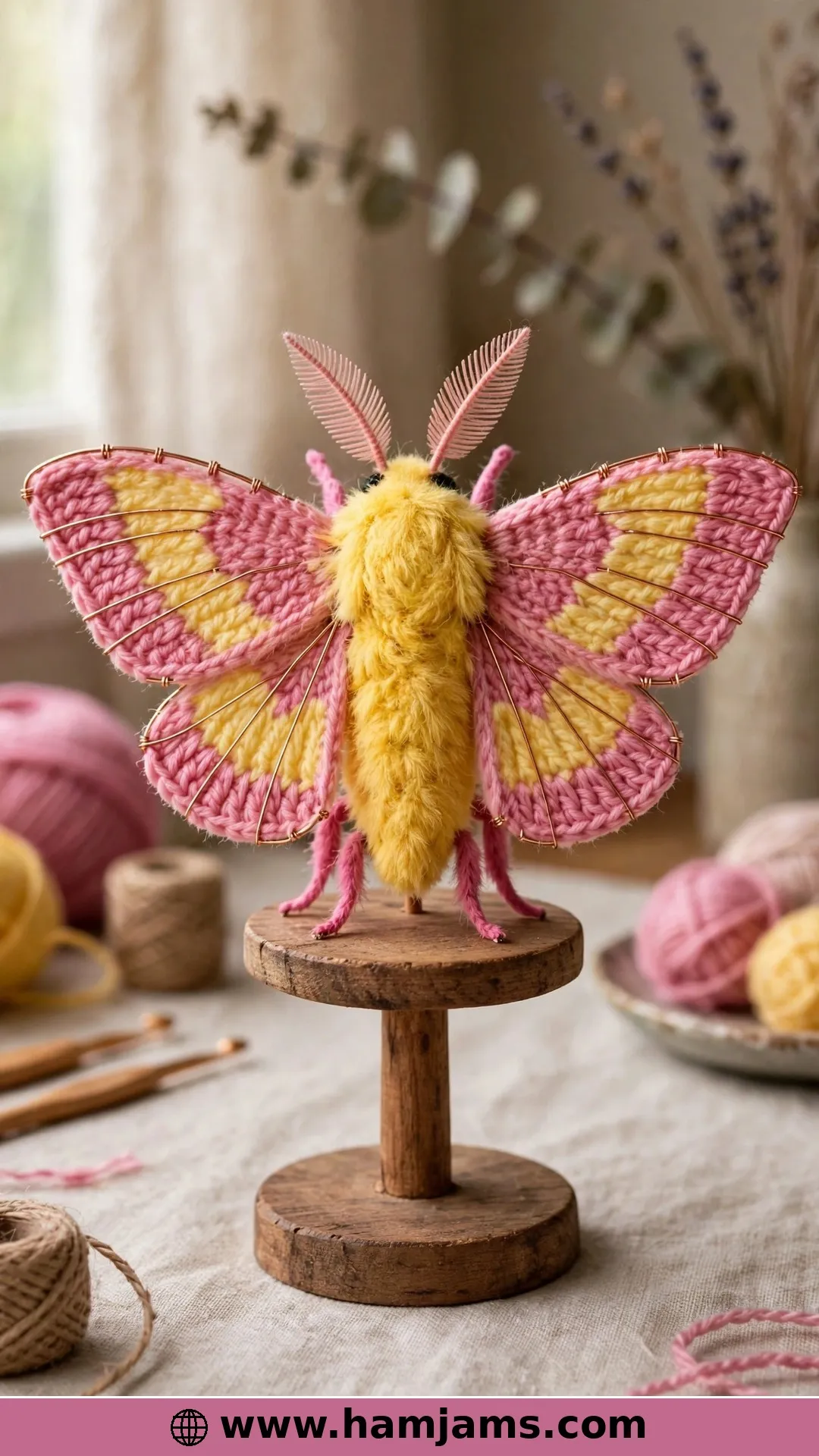 Rosy Maple Moth With Wire-Supported Wings