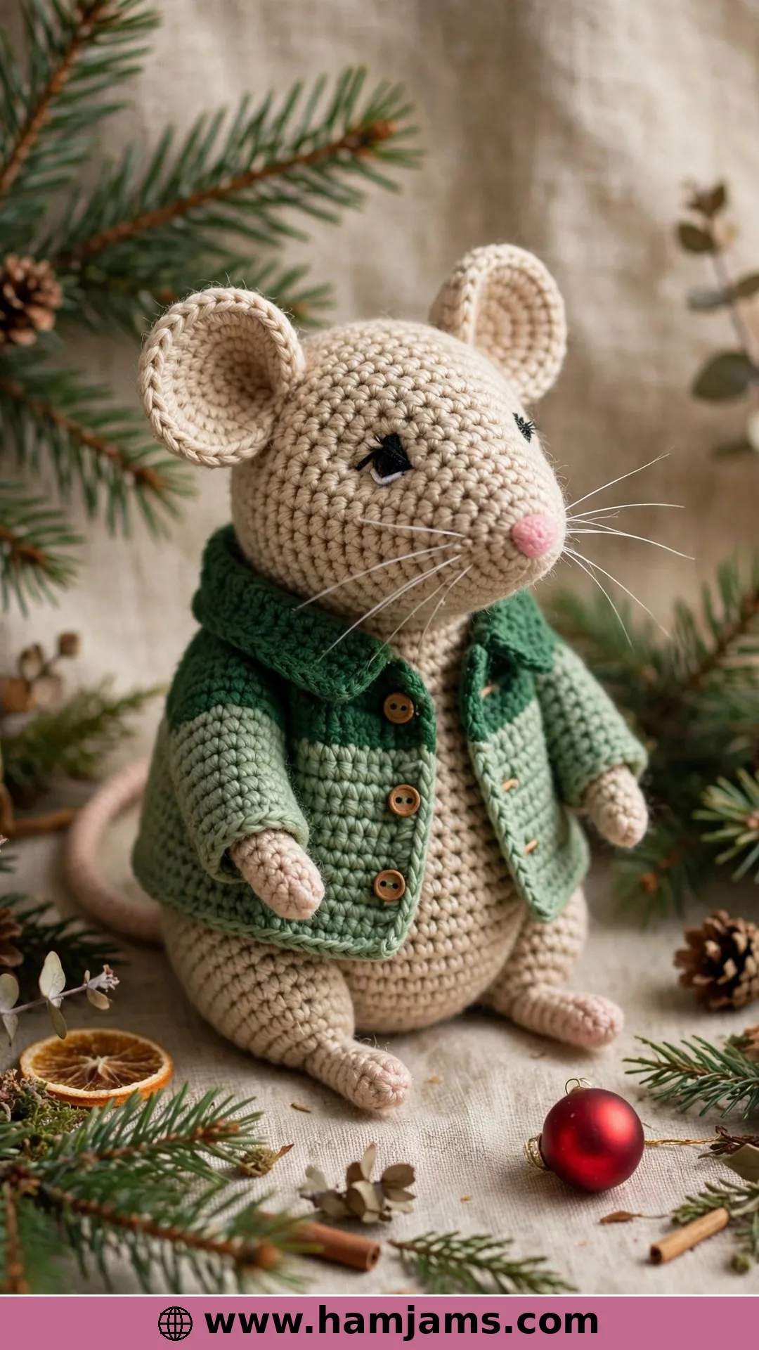 A Christmas Mouse in Two Greens