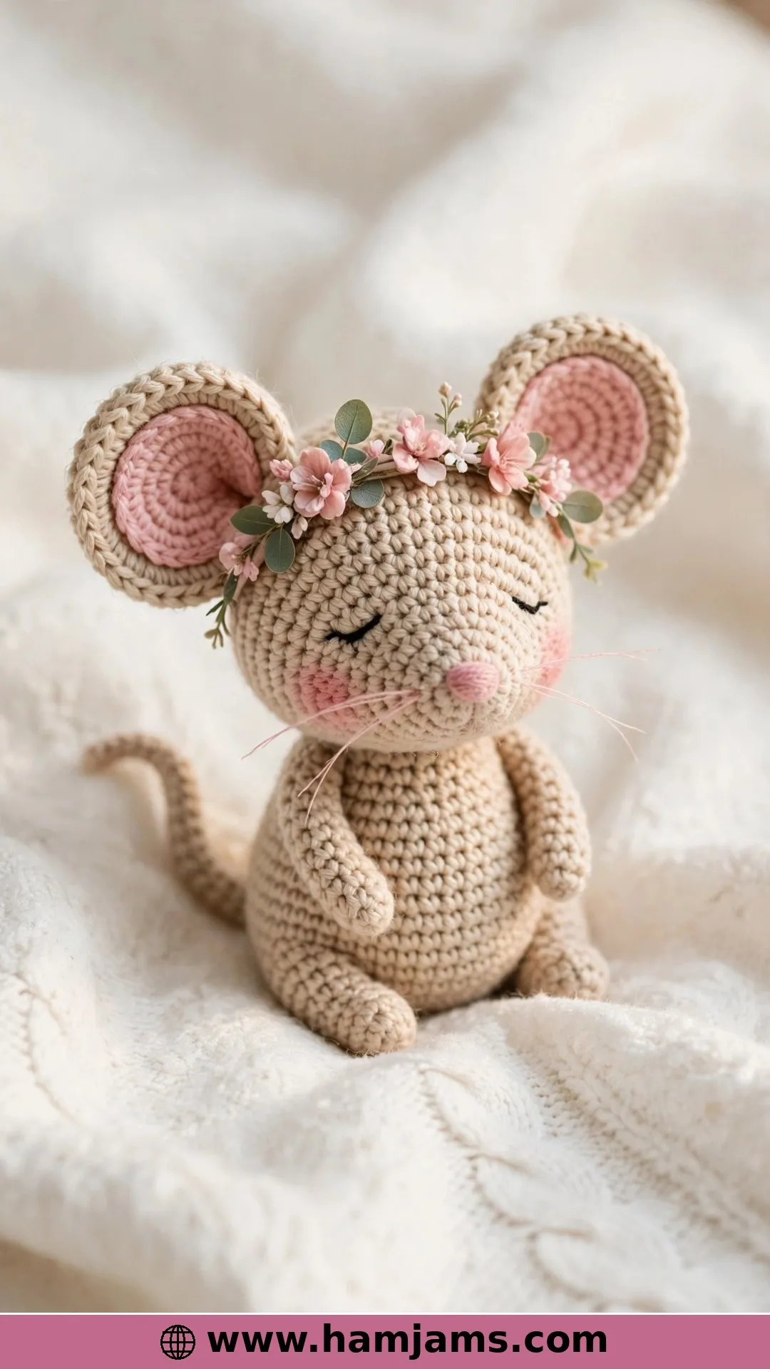 A Baby Mouse With a Flower Headband
