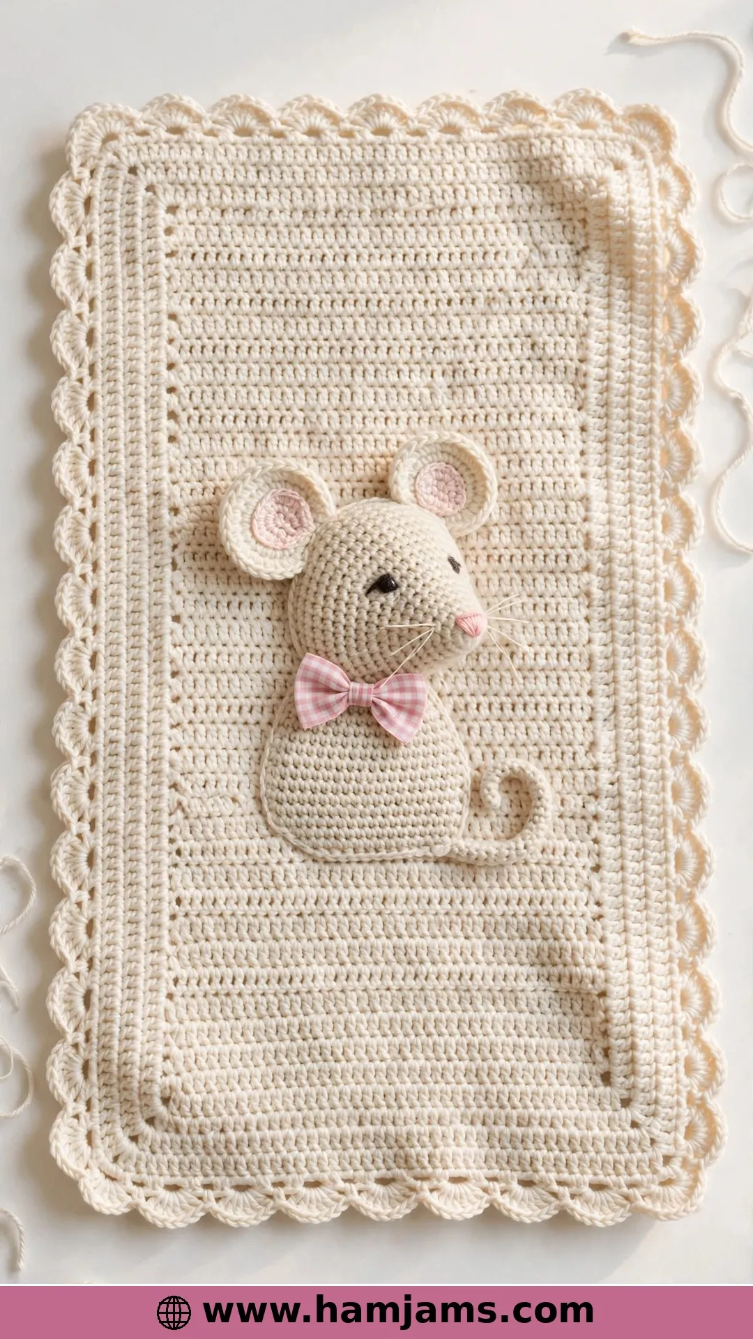 A Flat Mouse Appliqué With a Bow