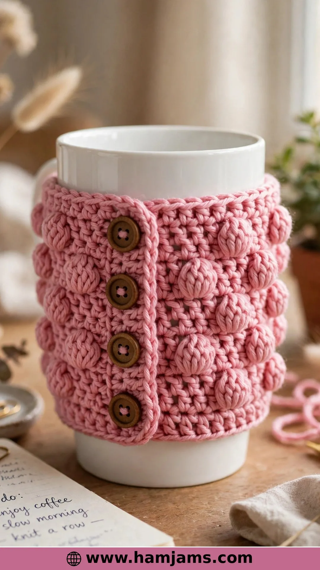 Flamingo Bobbles With a Buttonhole Band