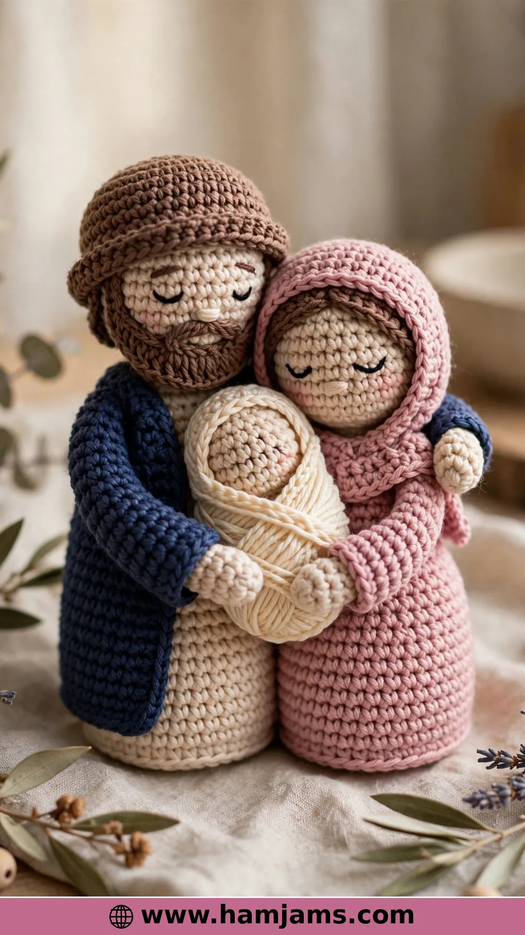 Three Figures Sewn Into One Tender Embrace