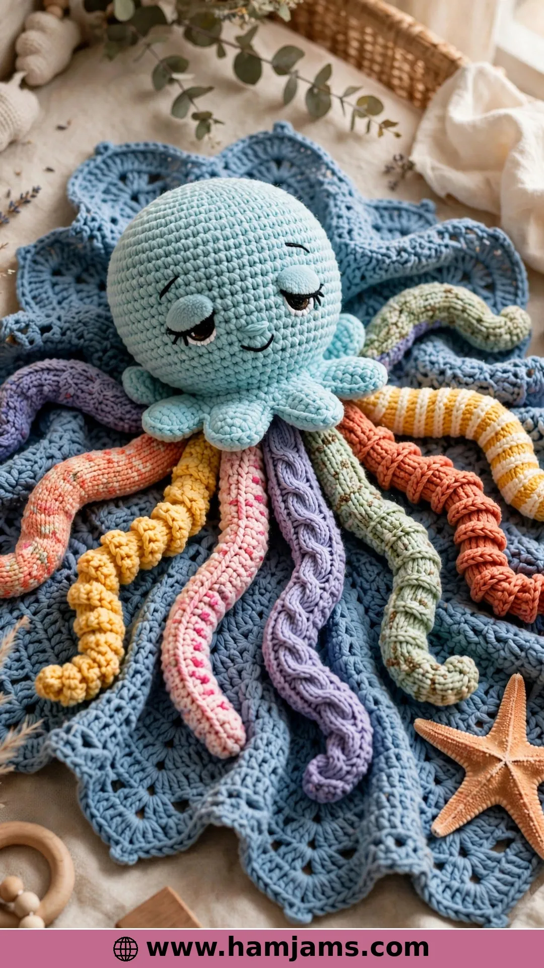A Sleepy Octo-Pal Lovey with Texture-Play Legs
