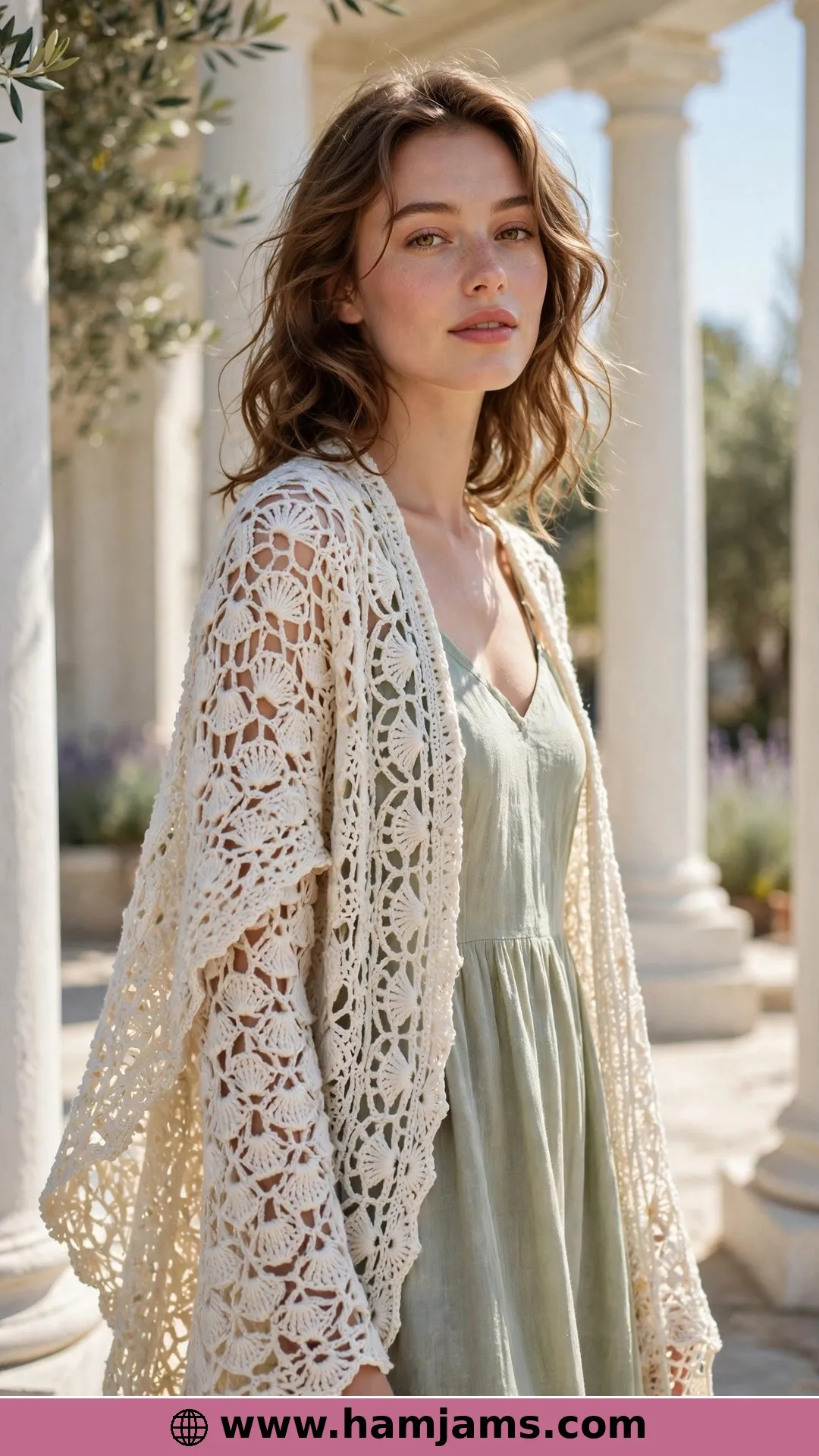 The Athens Lace Shrug With Shell Sleeves
