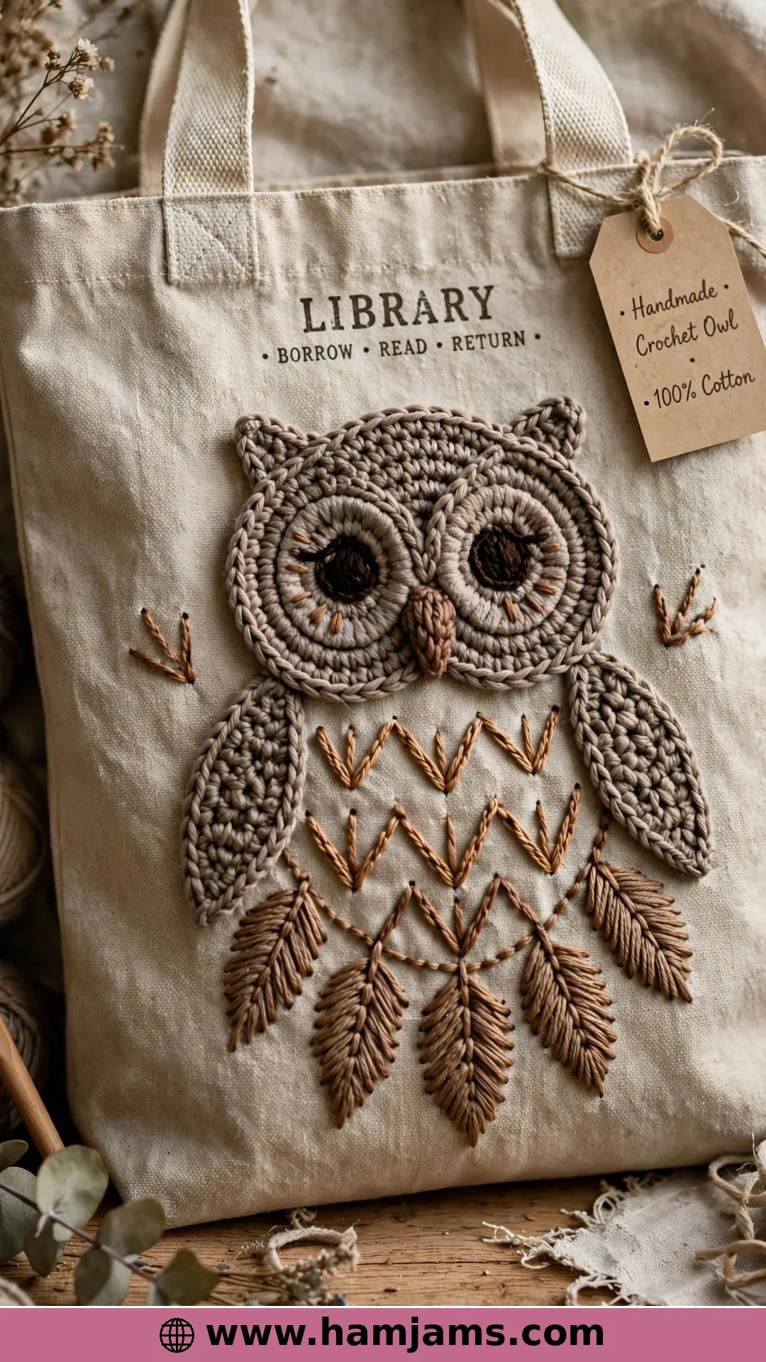 A Woodland Owl Appliqué With Embroidered Feathers