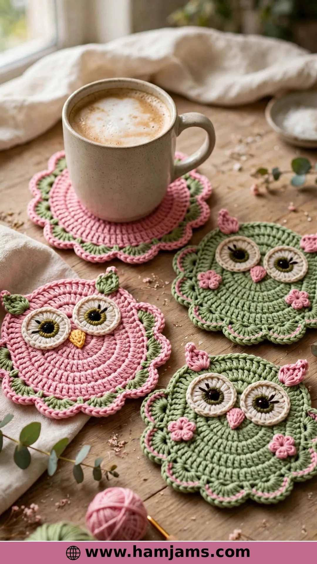 Scalloped Owl Coasters in Candy Colours
